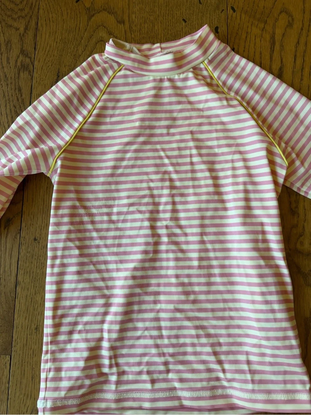Mini Boden Pink Striped Rash Guard and Floral Capri swim Set
